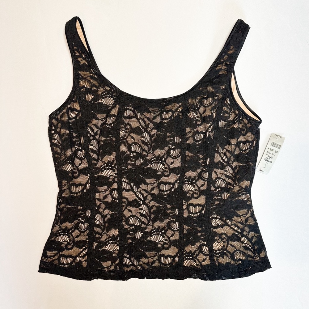 Cache Black and Tan Lace Corset